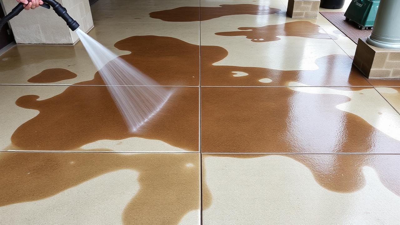Grease Removal From Commercial Concrete: Hot Water and Degreasers