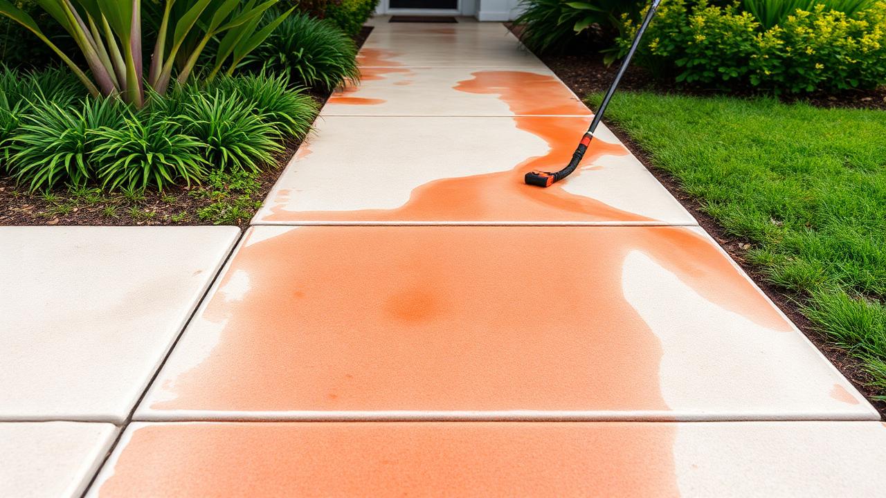 Removing Red Clay and Irrigation Stains From Florida Walkways